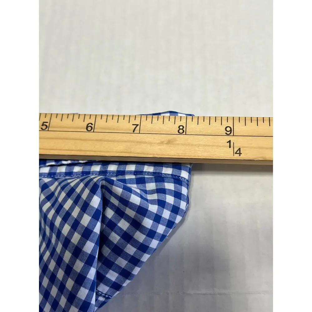 Banana Republic Camden Fit Button Up Gingham Shirt Royal Blue Academia Size XL